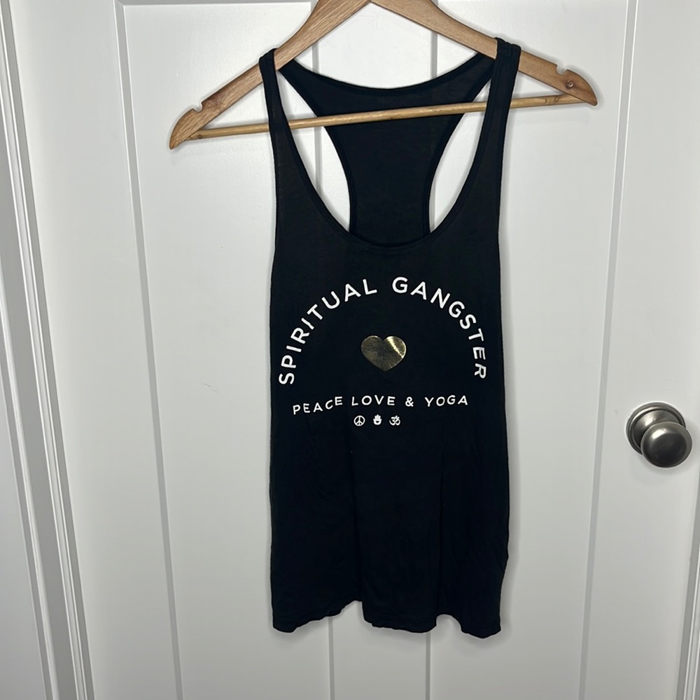 Spiritual gangster tank top black size small
